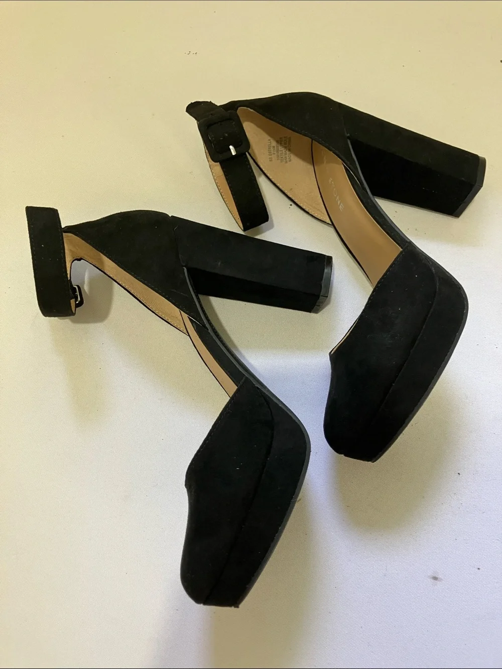 adidas Black Suede Platform Block Heel Sandals